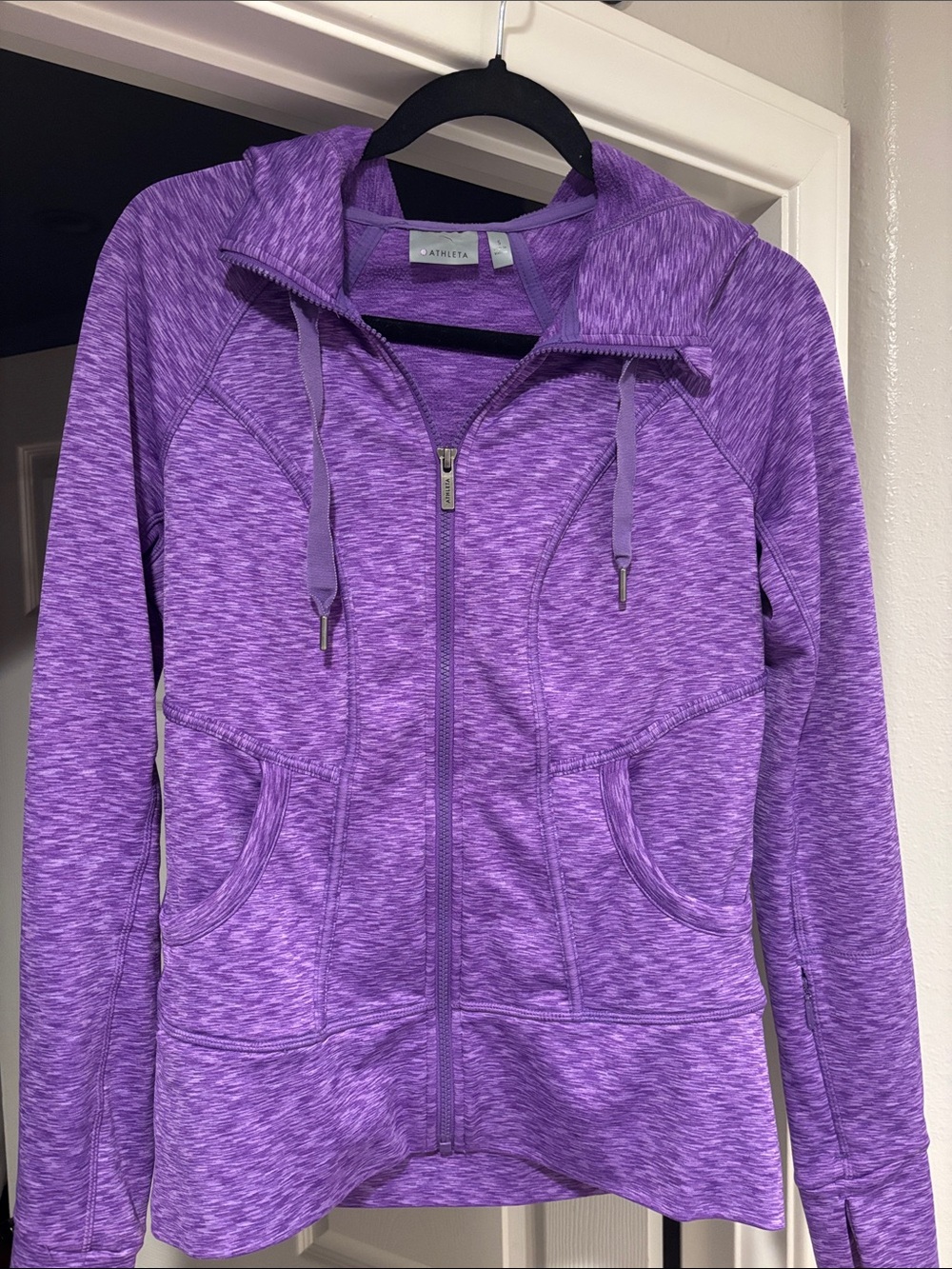 Athleta Heathered Purple Full-Zip Hooded Jacket